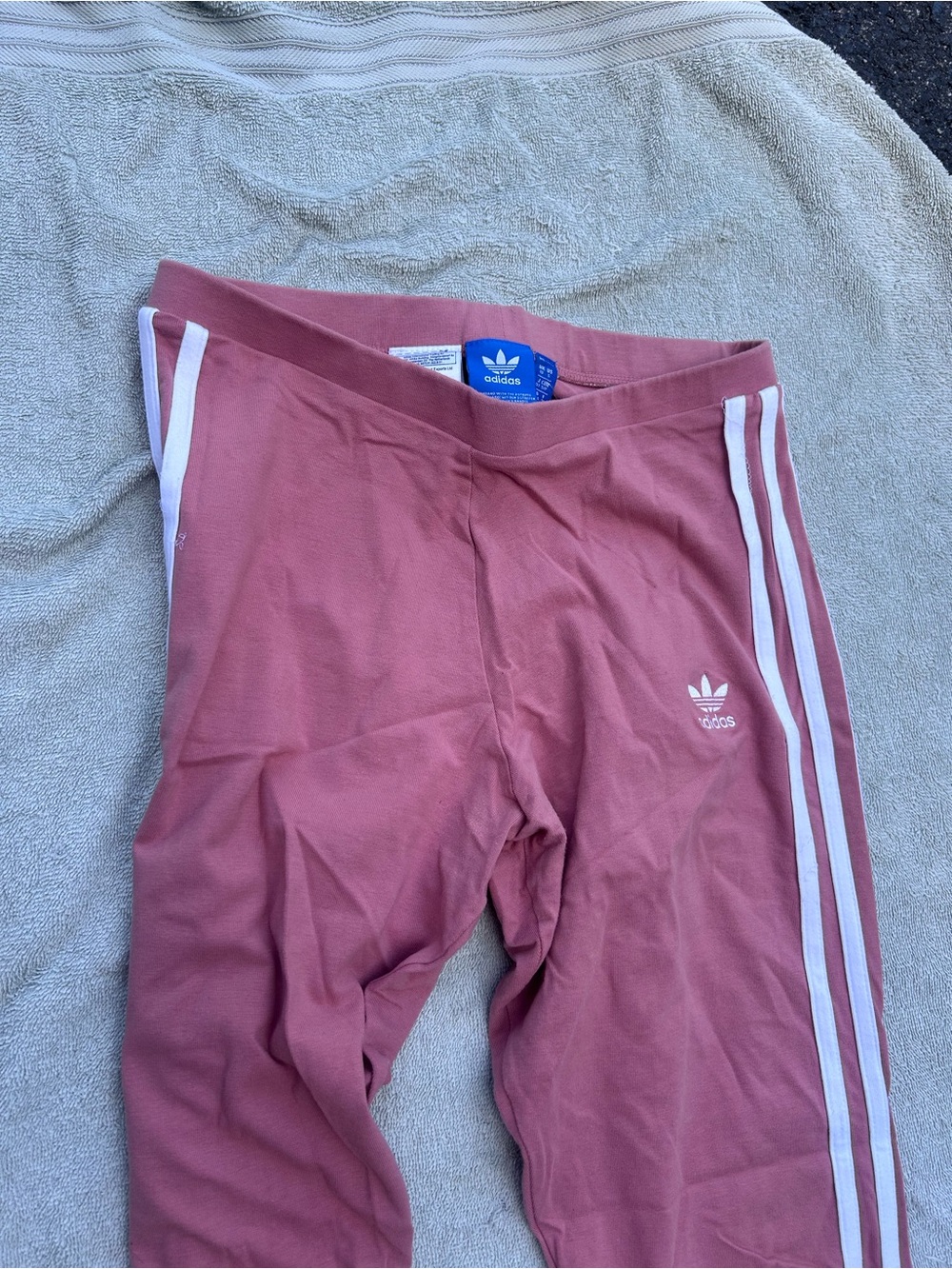 adidas Rose Pink Three-Stripe Track Leggings